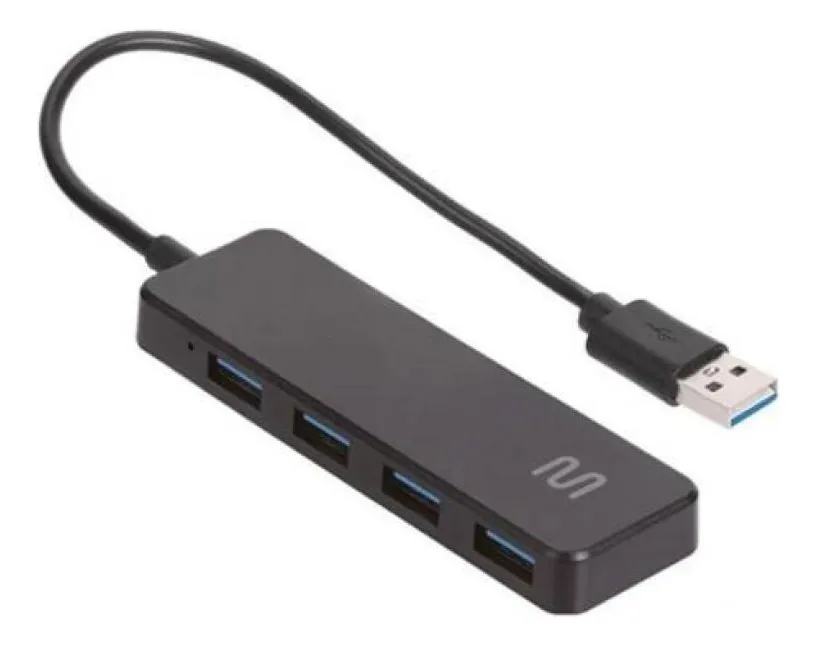Hub USB 3.0 de 4 portas Multilaser conectado a um notebook